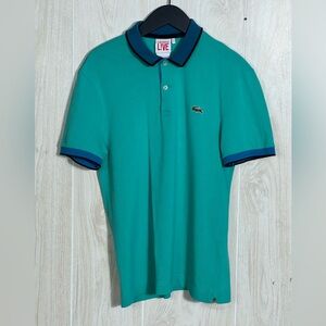 Lacoste Men's Teal Polo with Navy Accents